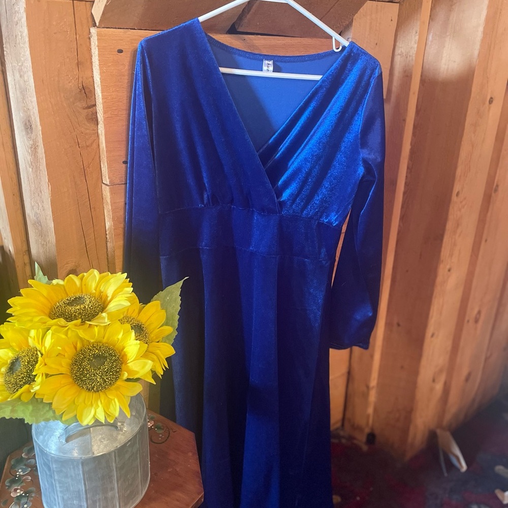 Blue Velvet Maxi Dress